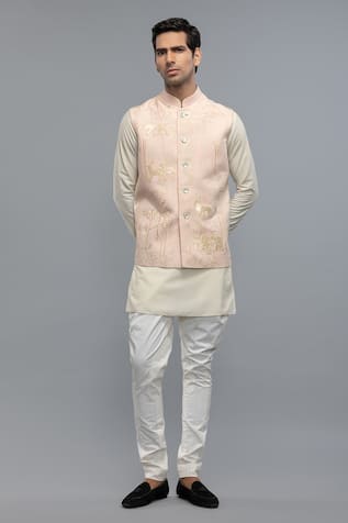 Embroidered Ivory Nehru Jacket 