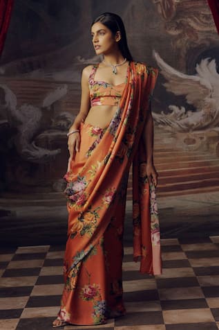 Studio 113 Floral Satin Silk Saree 
