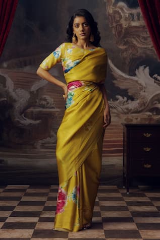 Studio 113 Floral Print Satin Silk Saree 