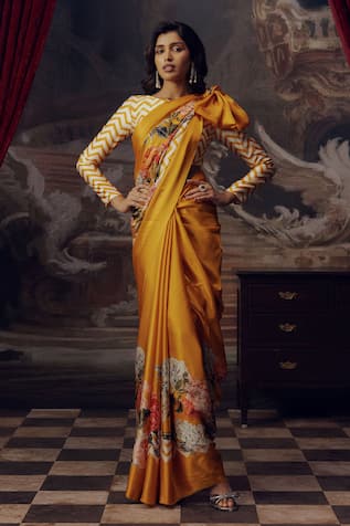 Studio 113 Designer Satin Silk Floral Saree 