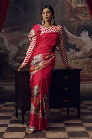 Studio 113 Designer Rani Pink Satin Silk Saree 