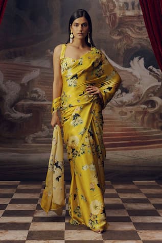 Studio 113 Floral Print Satin Silk Saree 