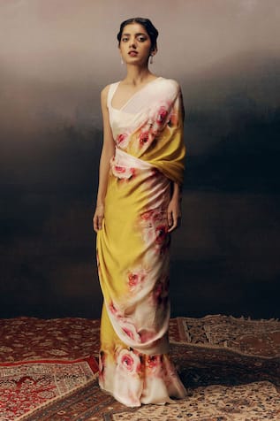 Studio 113 Floral Print Satin Silk Saree 