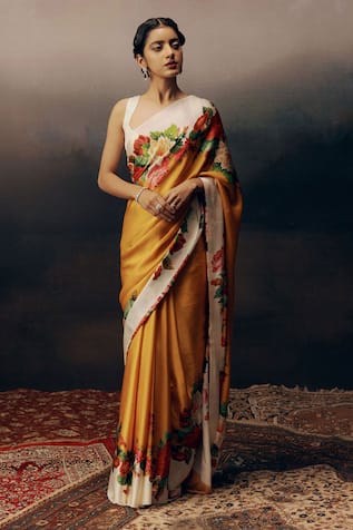 Studio 113 Floral Satin Silk Designer Saree 