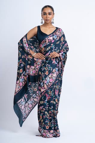 Studio 113 Floral Print Satin Silk Saree 