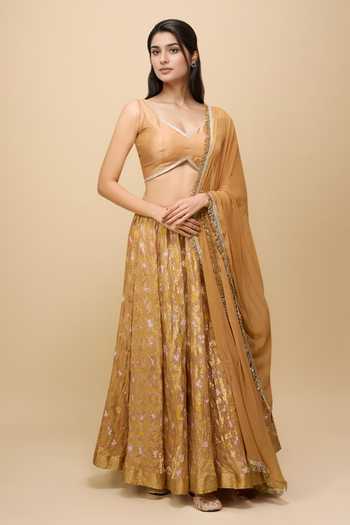 Khwaab By Sanjana Lakhani Embellished Gold Lehenga Set 
