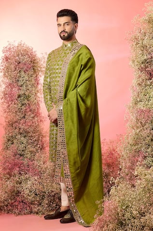 Kasbah Signature Green Mirror Work Kurta Set 