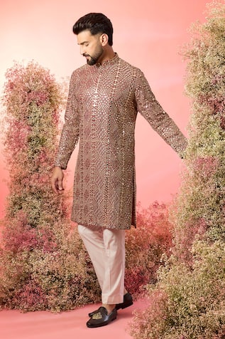 Kasbah Maroon Mirror Work Kurta 