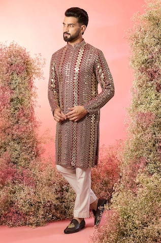 Kasbah Maroon Mirror Work Designer Kurta 