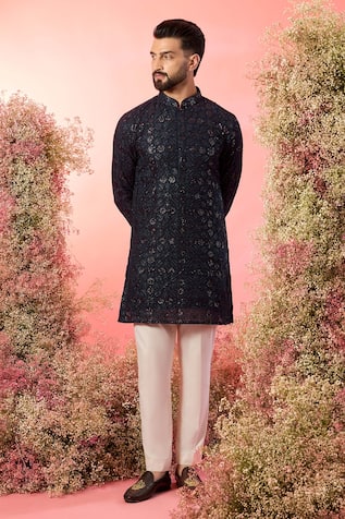 Kasbah Sequined Blue Short Kurta 