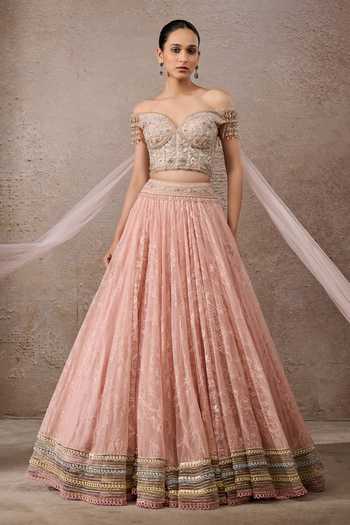 Tarun Tahiliani Floral Embroidered Corset & Lehenga Set 