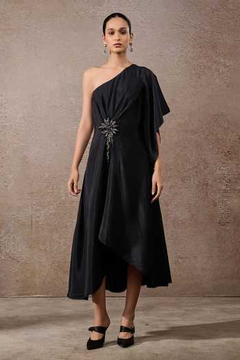 Tarun Tahiliani One-shoulder Draped Dress 