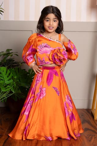 Kirti Agarwal - Pret N Couture Designer Vibrant Orange Lehenga Set 