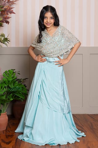 Sea Green Designer Top & Lehenga Set 
