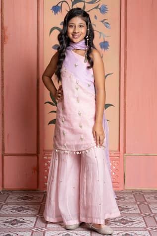 Kirti Agarwal - Pret N Couture Blush Pink & Lavender Kurta Sharara Set 