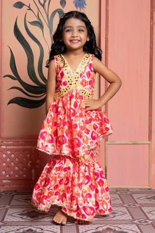 Pink & Peach Kurta Sharara Set 