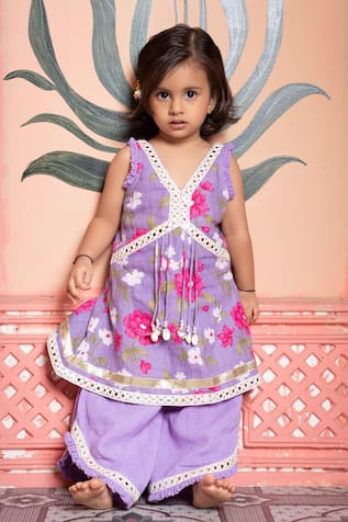 Kirti Agarwal - Pret N Couture Floral Kurta & Flared Pant Set 