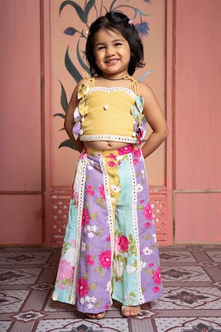 Kirti Agarwal - Pret N Couture Multicolour Top & Flared Pant Set 
