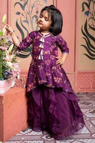 Kirti Agarwal - Pret N Couture Designer Purple Silk Peplum Tunic & Lehenga 