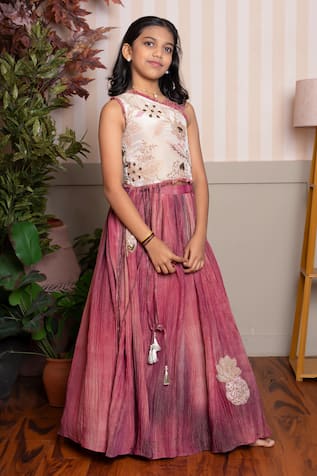 Kirti Agarwal - Pret N Couture Designer Pink & Beige Top Skirt Set 