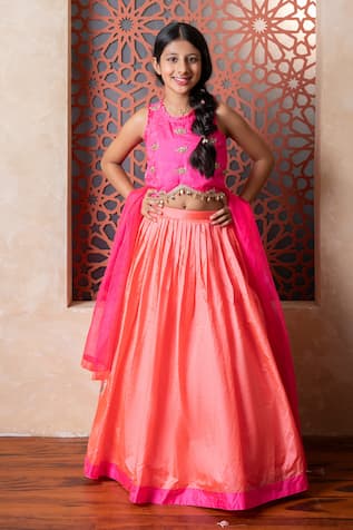 Kirti Agarwal - Pret N Couture Pink & Orange Lehenga Set 