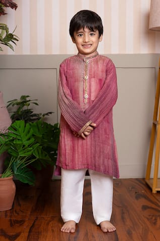 Maroon-Pink Kurta & Pyjama Set 