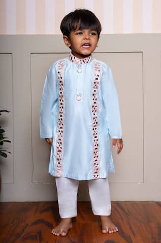 Kirti Agarwal - Pret N Couture Powder Blue Kurta & Pyjama Set 