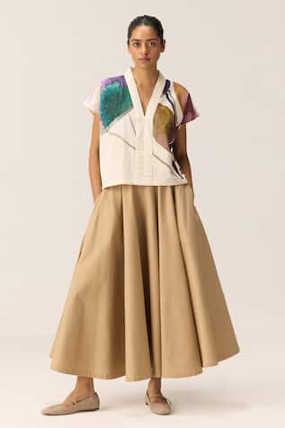 Kharakapas Azara Shibori Pattern Top 