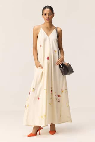 Chalky Blooms Off White Dress 