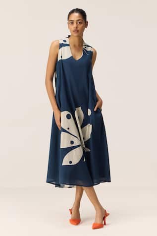 Kharakapas Dust Storm Navy Blue Dress 