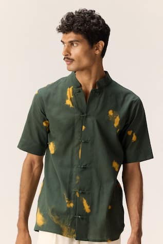 Kharakapas Dark Green Shibori Shirt 