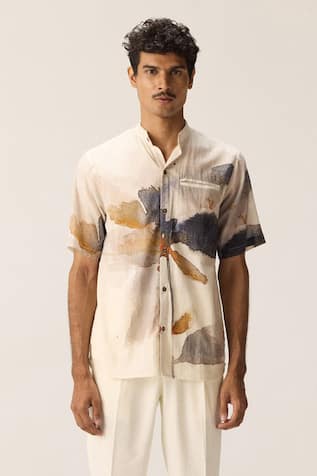 Kharakapas Canyon Floral Print Cotton Mul Shirt 