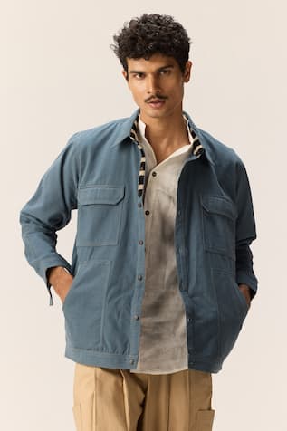 Kharakapas Blue Twill Shacket 