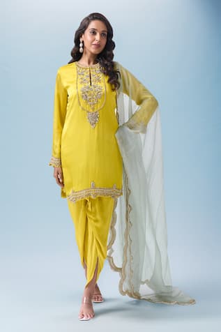 Hand Embroidered Kurta Dhoti Set 