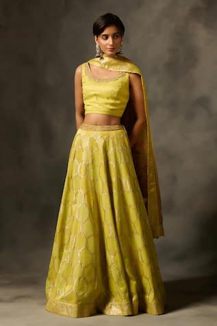 Saundh Green Viscose Tissue Lehenga Set 