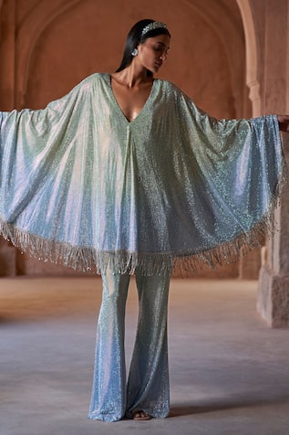 Itrh Ombre Crystal Embellished Tunic & Pant Set 