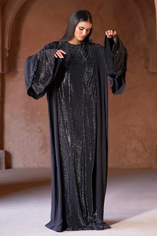 Itrh Zafirah Crystal Embellished Abaya Set 