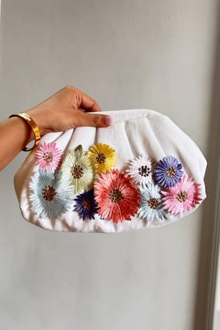 3D Applique Flora Denim Bag 