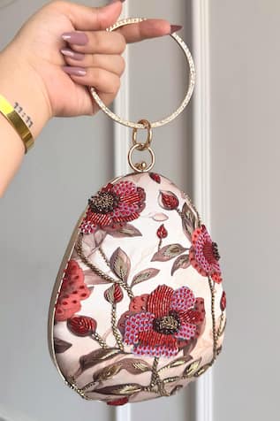 Blossom Applique Handwork Clutch Bag 