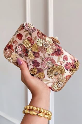 Blossom Applique Handwork Clutch Bag 