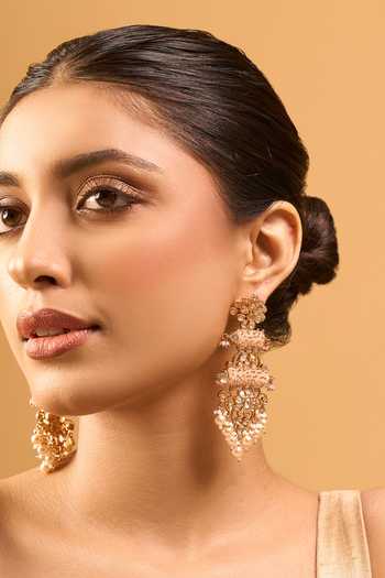 Nazaakat By Samara Singh Kundan Pink Earrings 