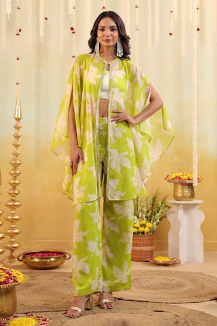 B'Infinite Lime Tropical Embellished Three Piece Set 