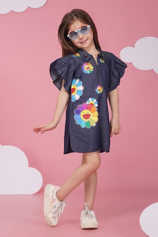 Hoity Moppet Blue Floral Designer Dress 