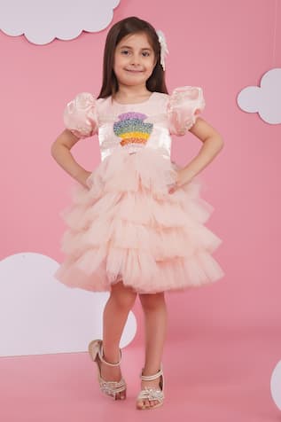Hoity Moppet Pink Ruffled Tulle Dress 