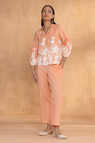 Kaveri Floral Print Linen Top & Pant Set 