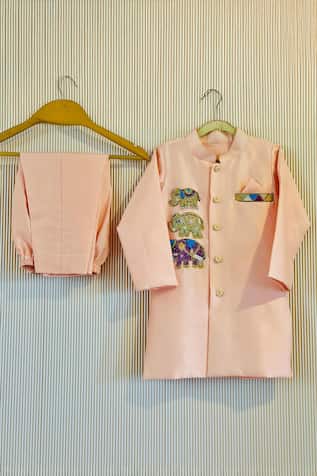 Designer Peach Sherwani & Pant Set 