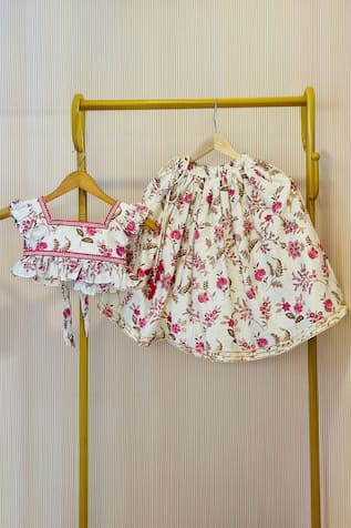 Floral Print Girls Lehenga Set 