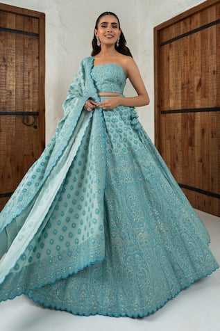 Safaa Aqua Blue Esme Lehenga Set 