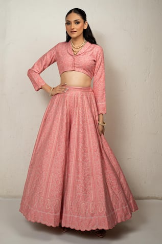 Safaa Peach Celine Lehenga & Blouse Set 