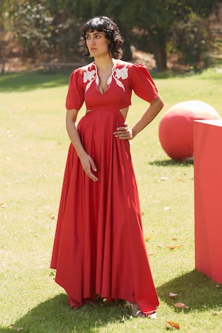 Zwaan Red Cotton Satin Margo Dress 